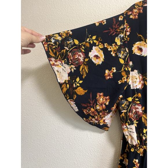 Bailey Blue Plus Size 1X Maxi Dress Angel Wing Sleeves Fall Print Boho Whimsical - Picture 6 of 12